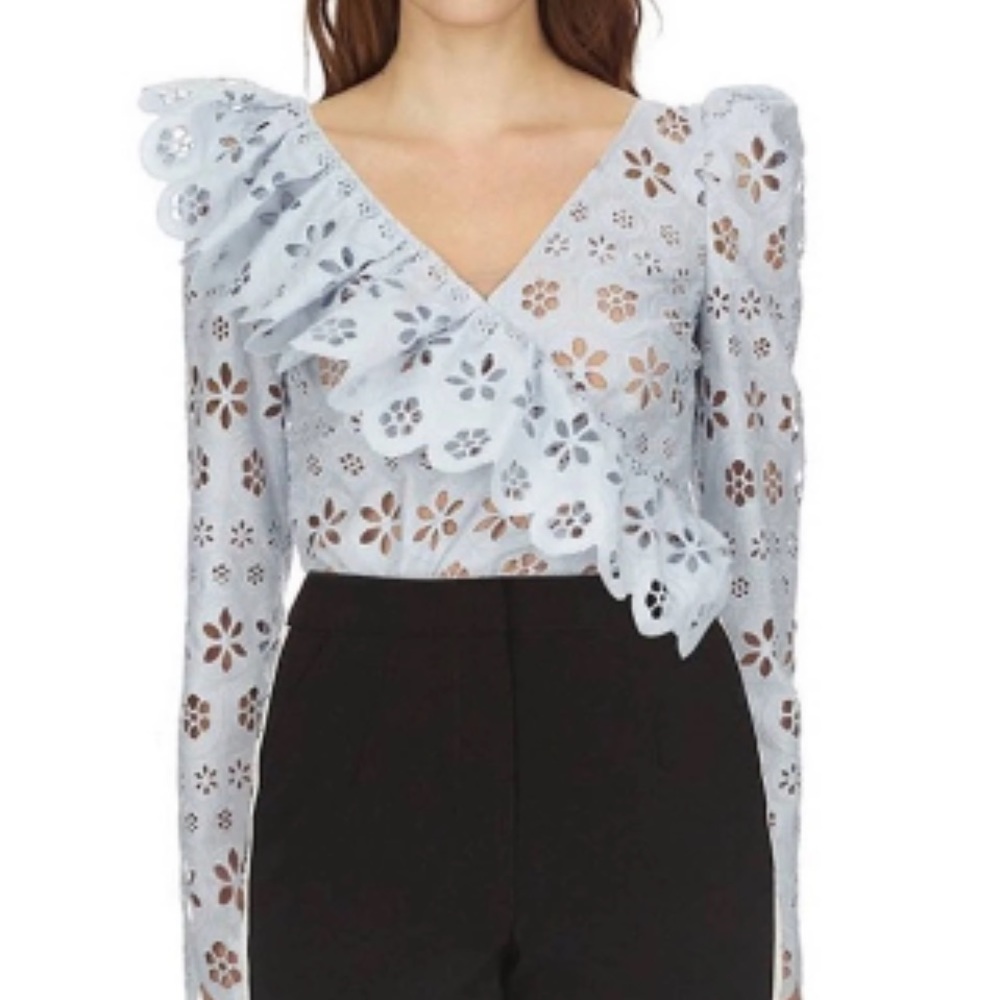 Self-Portrait Broderie Eyelet Blouse